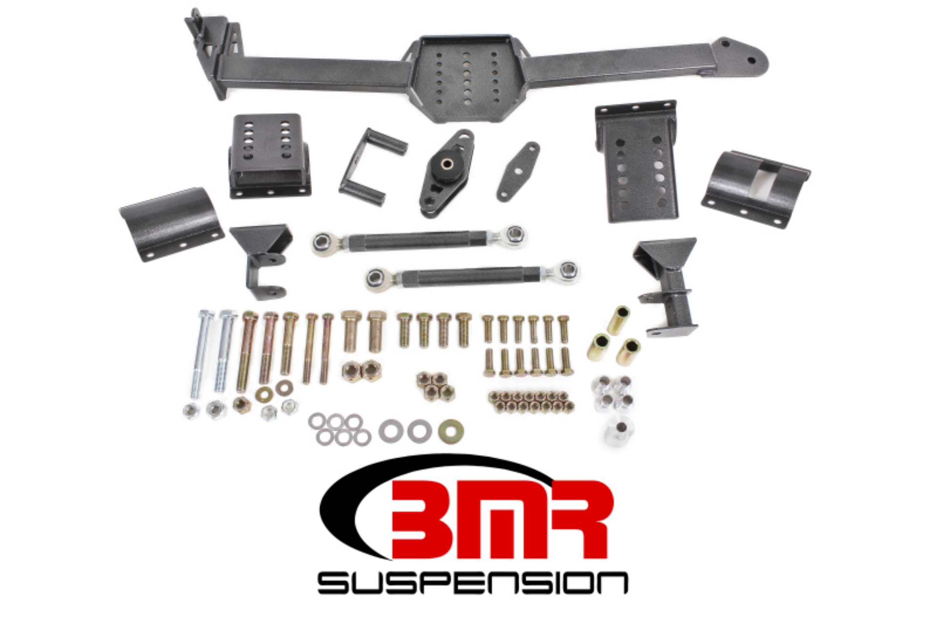 Picture of BMR 05-14 S197 Mustang Body Mount Watts Link Rod End-Poly w- Adj- Axle Clamps - Black Hammertone