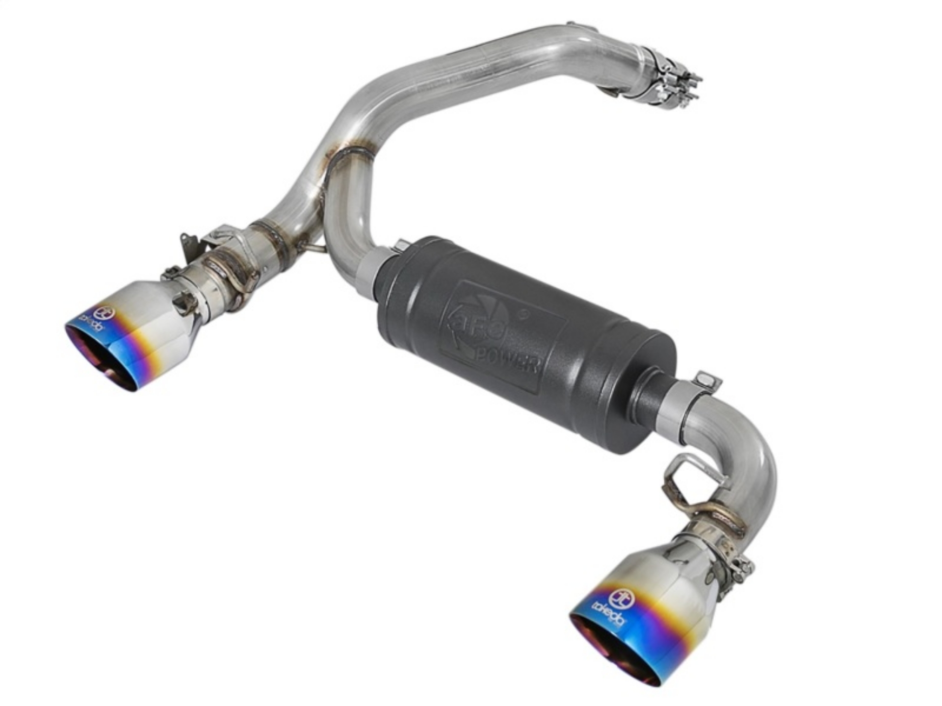 Picture of aFe Takeda 3in 304 SS Axle-Back Exhaust System w- Blue Flame Tip 16-18 Ford Focus RS 2-3L t