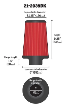 Picture of AEM 3 in x 9 in Dryflow Air Filter