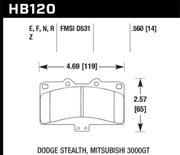 Picture of Hawk Mitsubishi 3000 GT VR4- Dodge Stealth R-T 4WD HPS Street Front Brake Pads