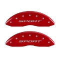 Picture of MGP 4 Caliper Covers Engraved Front & Rear 2015-Sport Red Finish Silver Char 2018 Ford Fusion