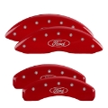 Picture of MGP 4 Caliper Covers Engraved Front & Rear 2015-Sport Red Finish Silver Char 2018 Ford Fusion