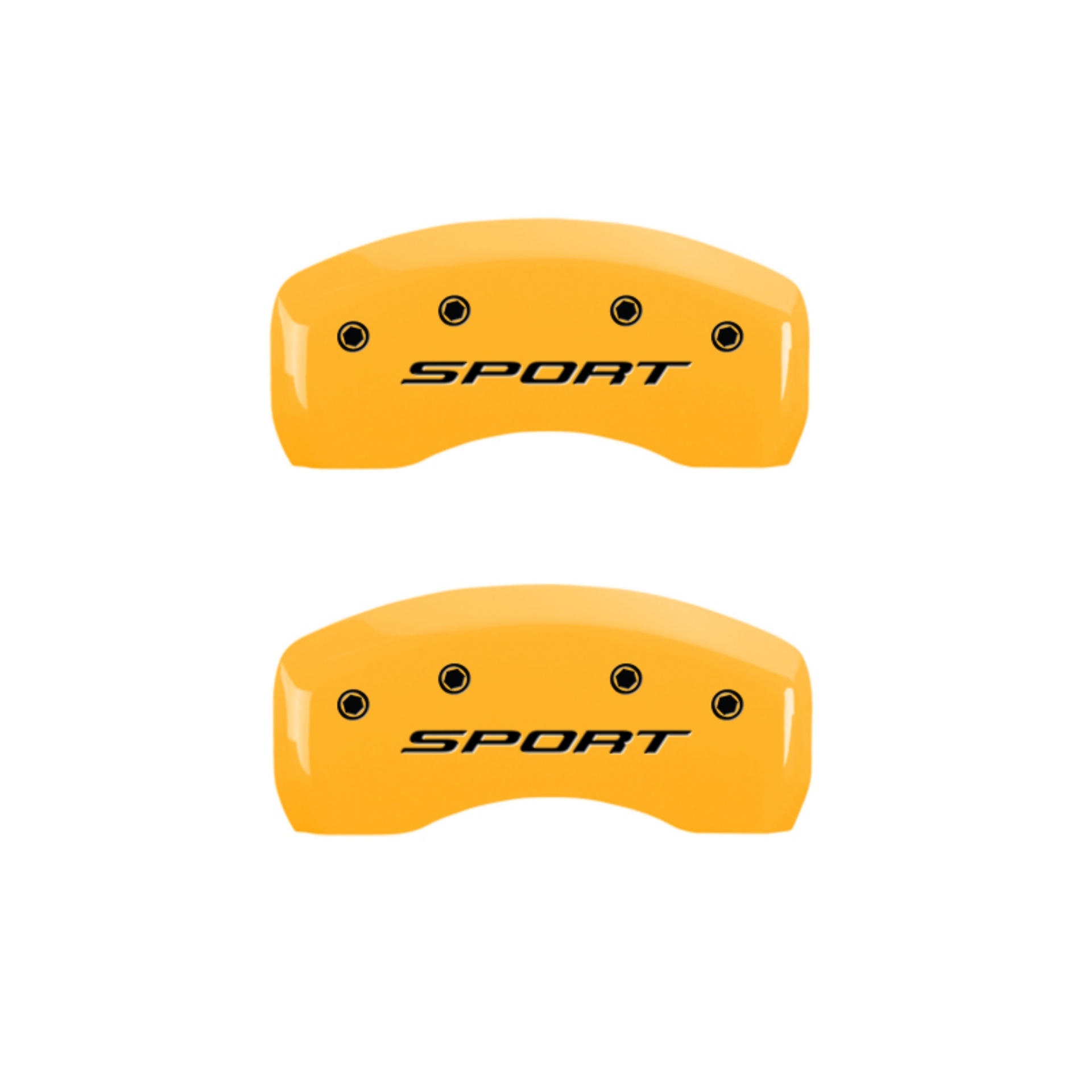 Picture of MGP 4 Caliper Covers Engraved Front & Rear 2015-Sport Yellow Finish Black Char 2017 Ford Fusion