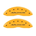 Picture of MGP 4 Caliper Covers Engraved Front & Rear Avalanche Yellow Finish Black Char 2001 Chevrolet Tahoe