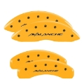 Picture of MGP 4 Caliper Covers Engraved Front & Rear Avalanche Yellow Finish Black Char 2001 Chevrolet Tahoe