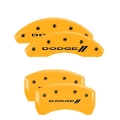 Picture of MGP 4 Caliper Covers Engraved F & R Bowtie Yellow Finish Black Char 2002 Chevrolet Silverado 1500