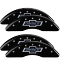 Picture of MGP 4 Caliper Covers Engraved F & R 100th Anniv Black Finish Silver Char 2019 Chevy Silverado 3500HD