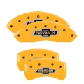 Picture of MGP 4 Caliper Covers Engraved F & R 100 Anniversary Yellow Finish Black Char 2019 Chevrolet Colorado