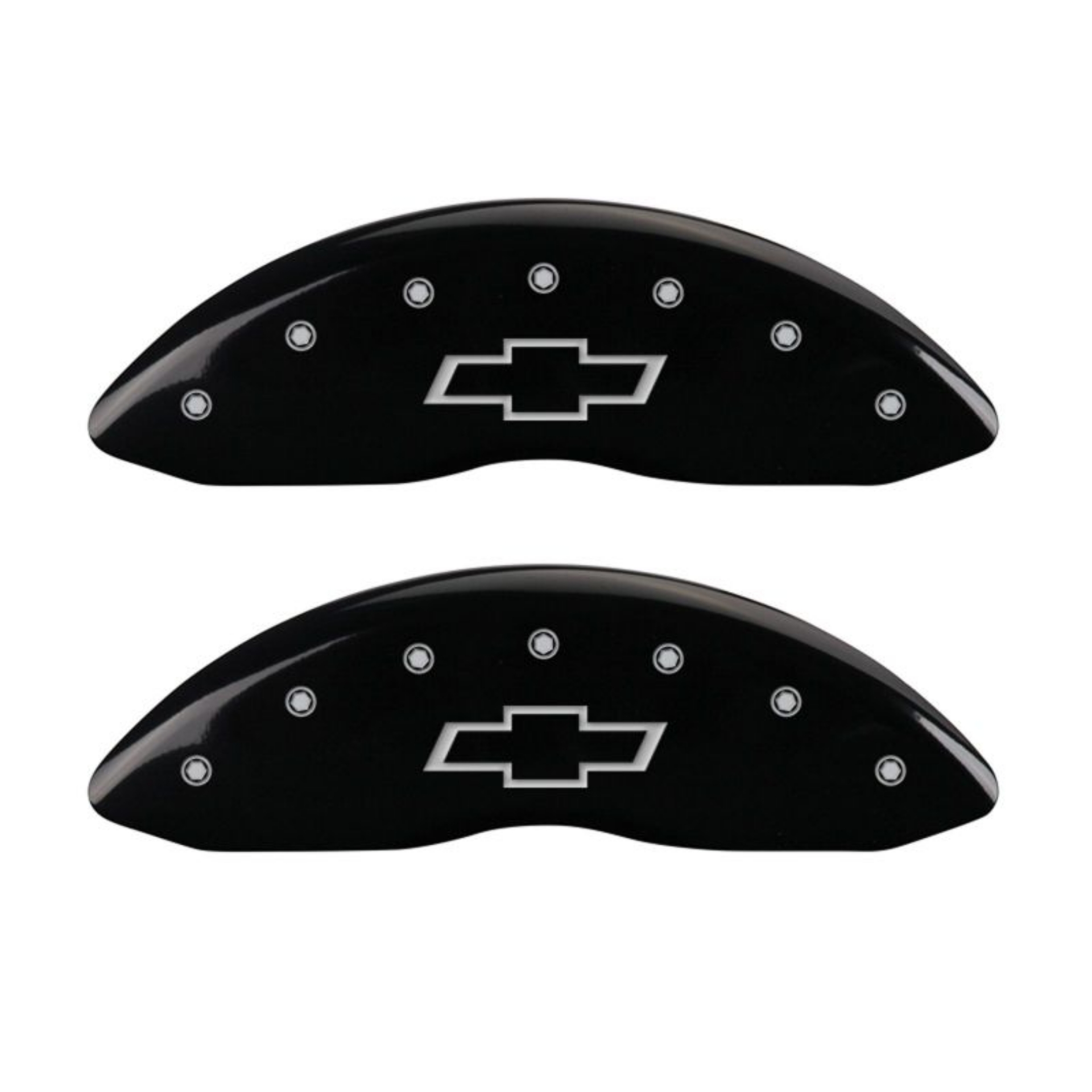 Picture of MGP 4 Caliper Covers Engraved F & R Bowtie Black Finish Silver Char 2014 Chevrolet Express 2500