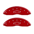 Picture of MGP 4 Caliper Covers Engraved Front & Rear Bowtie Red Finish Silver Char 2014 Chevrolet Express 2500