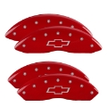 Picture of MGP 4 Caliper Covers Engraved Front & Rear Bowtie Red Finish Silver Char 2014 Chevrolet Express 2500