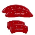 Picture of MGP 4 Caliper Covers Engraved Front & Rear Bowtie Red Finish Silver Char 2016 Chevrolet SS