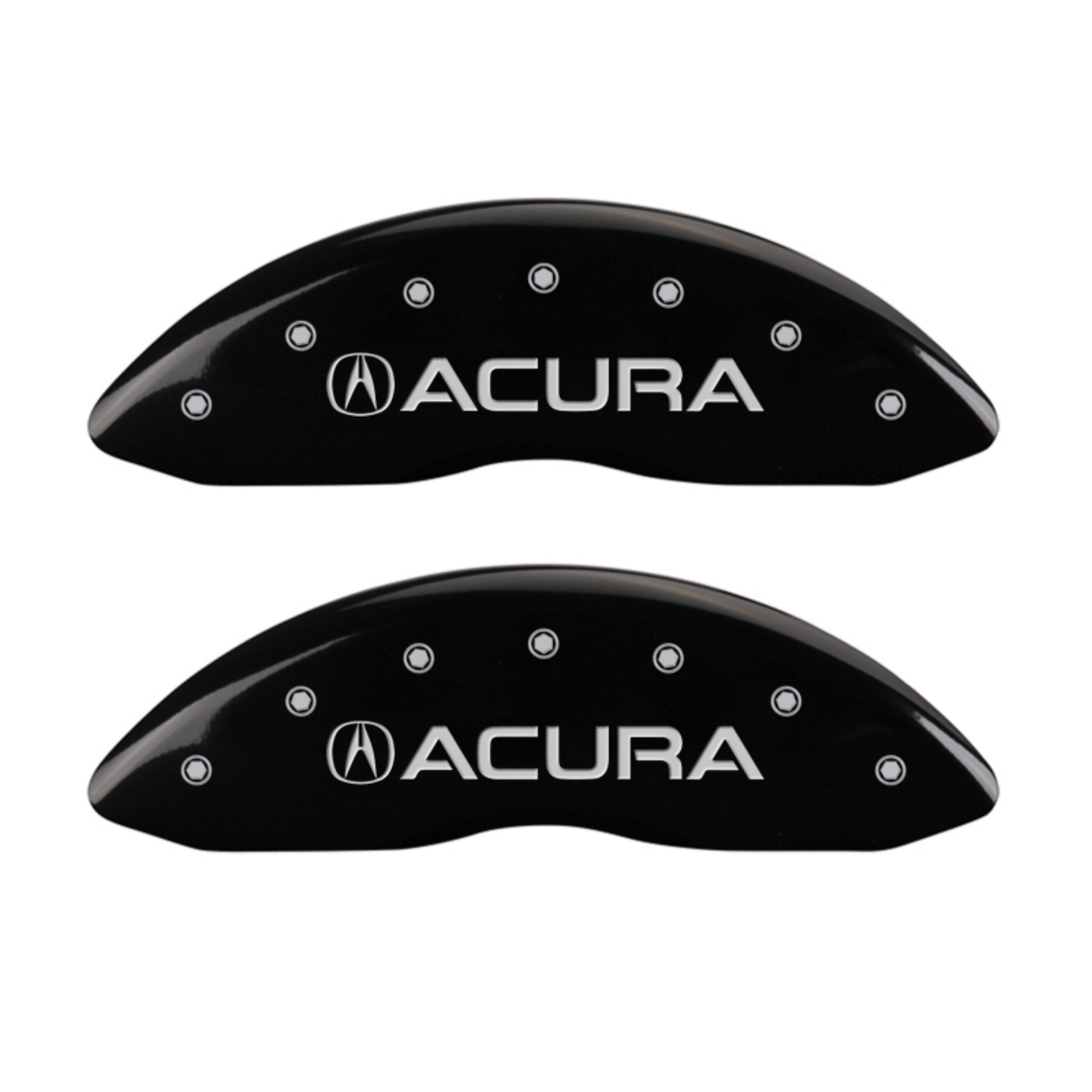 Picture of MGP 4 Caliper Covers Engraved Front & Rear Acura Black Finish Silver Char 2017 Acura RDX