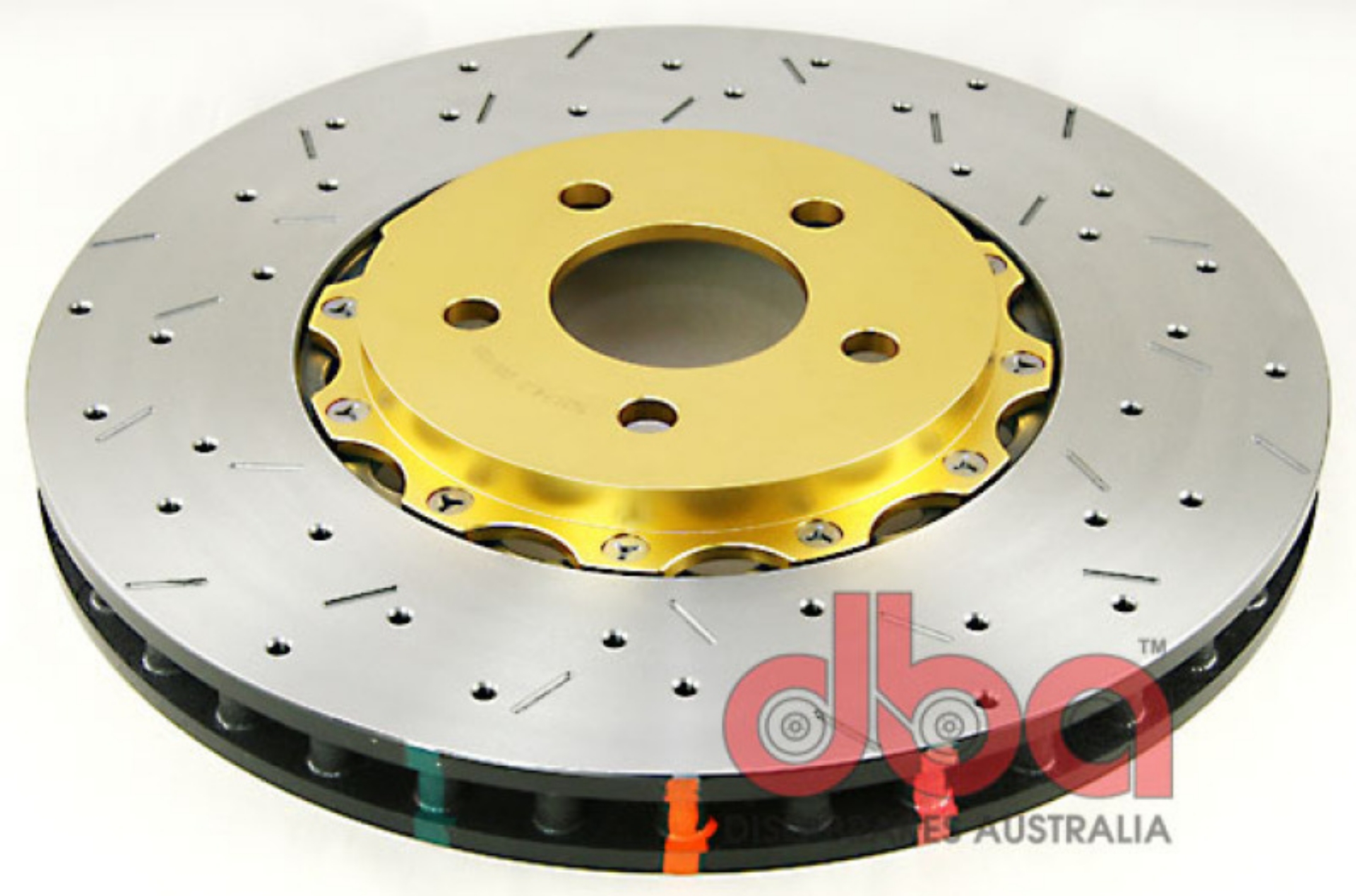 Picture of DBA 05-10 Mustang GT V8 Shelby Edition Front Drilled & Slotted 5000 Series 2 Piece Rotor Assembled w