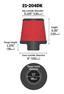 Picture of AEM 3-5 in Short Neck 5 in Element Filter