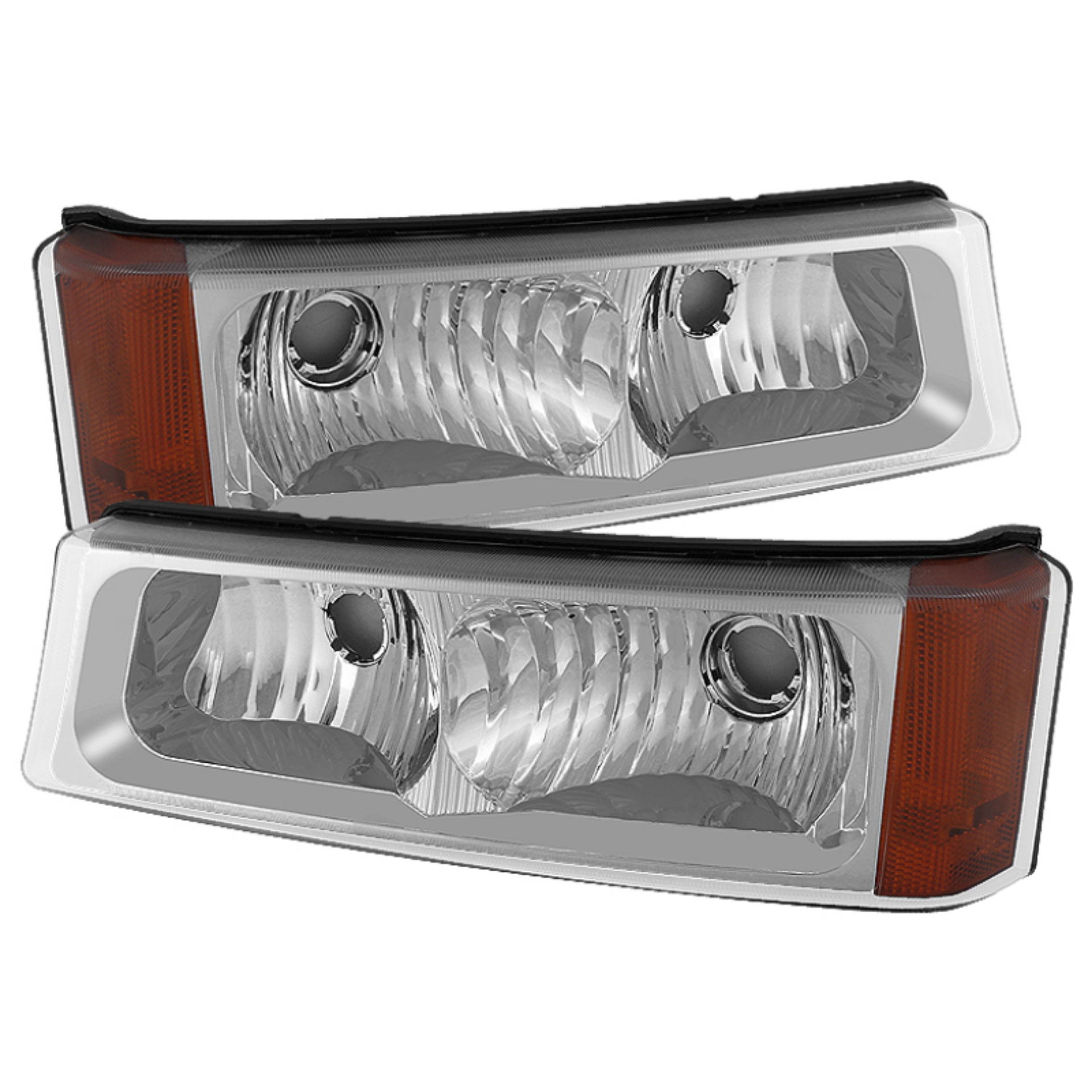 Picture of Xtune Chevy Silverado 03-06 Bumper Lights Amber Reflector Chrome CBL-JH-CSIL03-AM-E