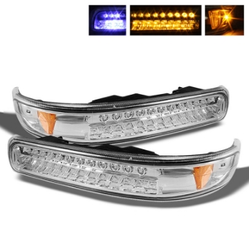 Picture of Xtune Chevy Silverado 99-02 LED Amber Bumper Lights Chrome CBL-CS99-LED-E