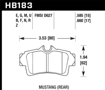 Picture of Hawk 01 Ford Mustang Bullitt - 94, 96-99, 01, 03-04 Cobra - 03-04 Mach 1 DTC-60 Race Rear Brake Pads