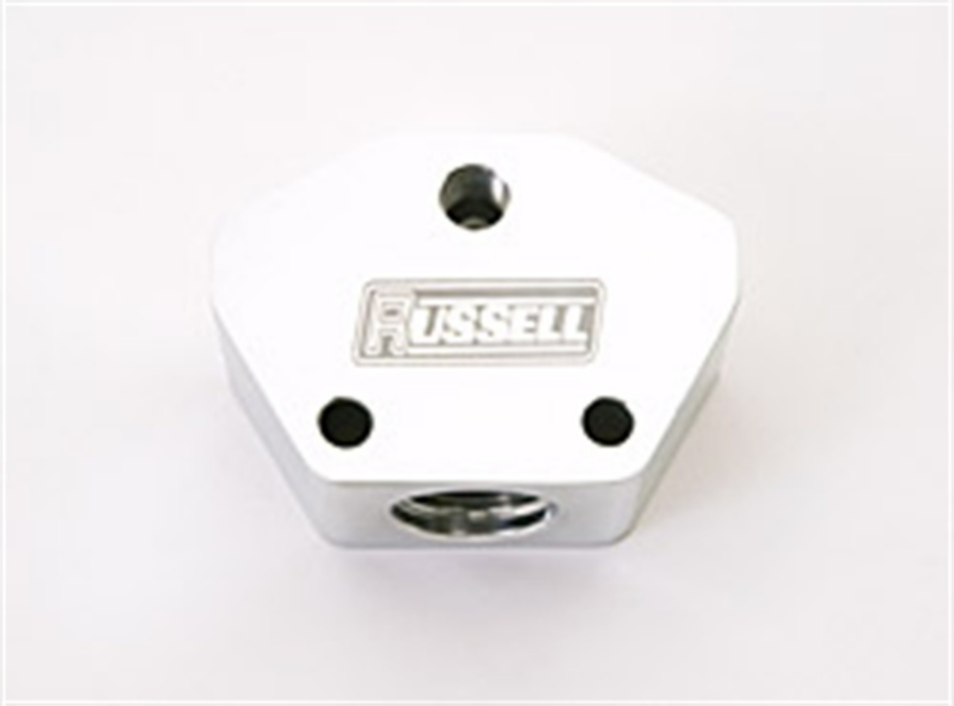 Picture of Russell Performance Billet Aluminum Y-Block w- -10 AN inlet & -8 AN outlet Polished finish