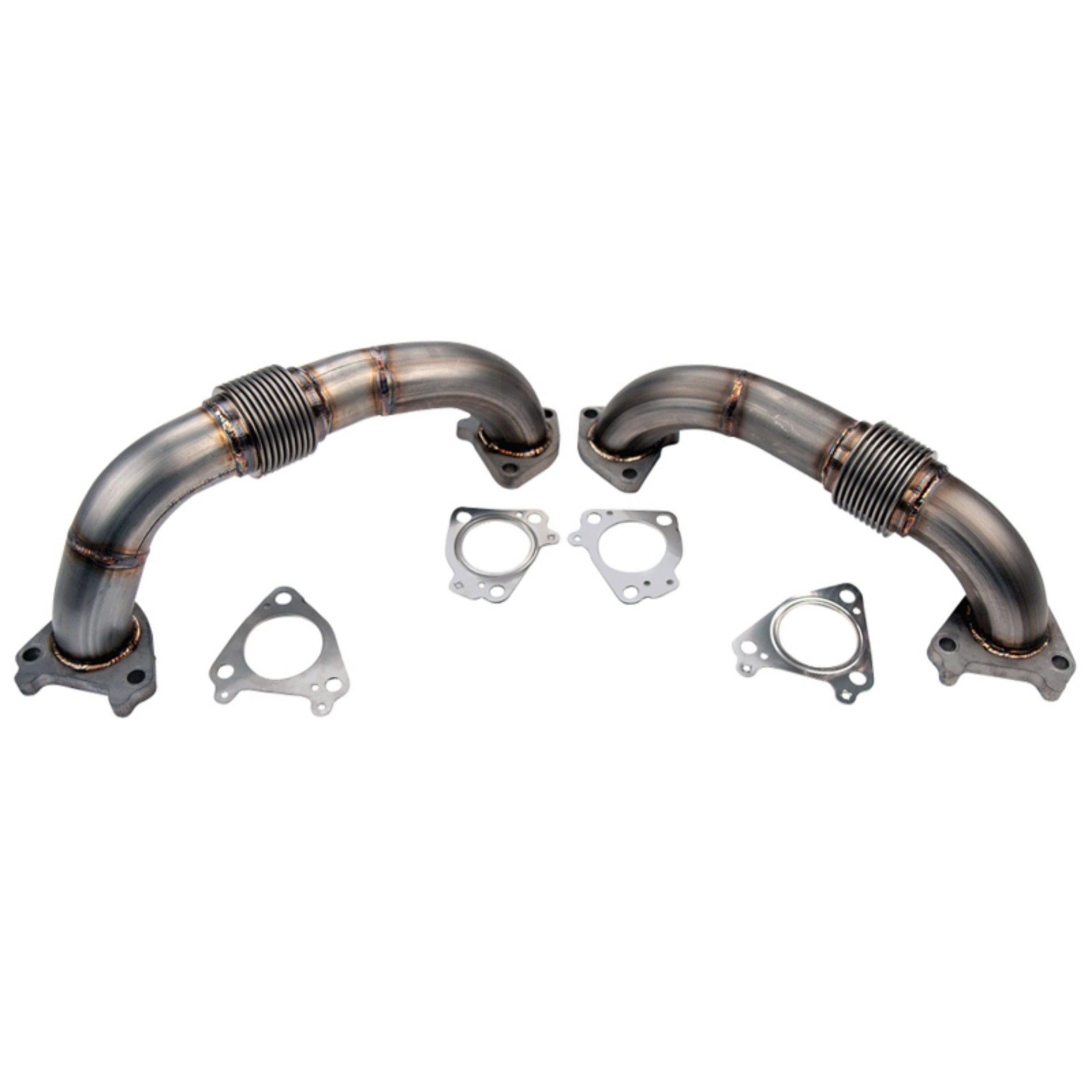 Picture of Wehrli 01-04 Chevrolet 6-6L Duramax LB7 2in Stainless Up Pipe Kit w-Gaskets - Twin Turbo