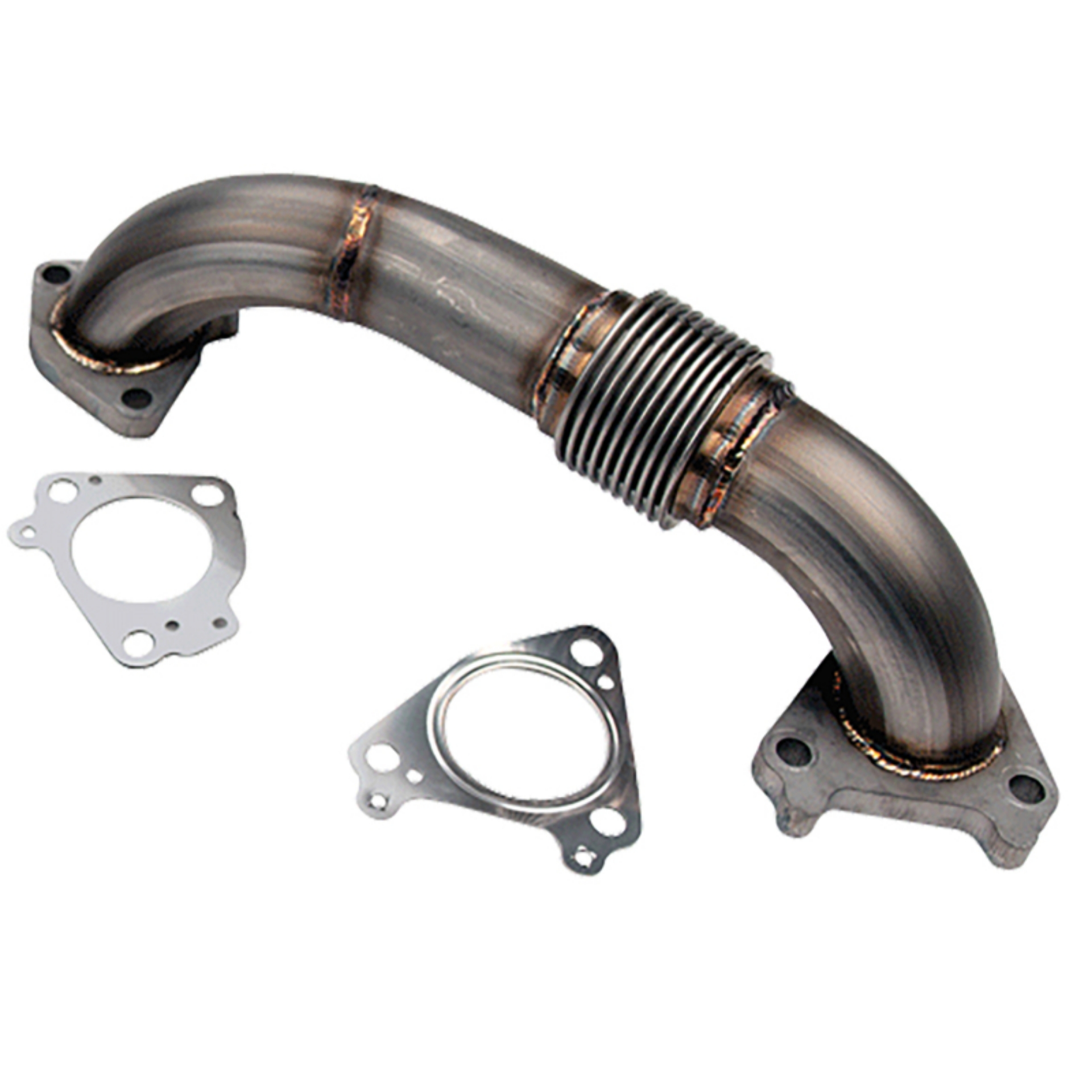 Picture of Wehrli 01-04 Chevrolet 6-6L Duramax LB7 2in Stainless Passenger Side Up Pipe w-Gaskets Twin Turbo