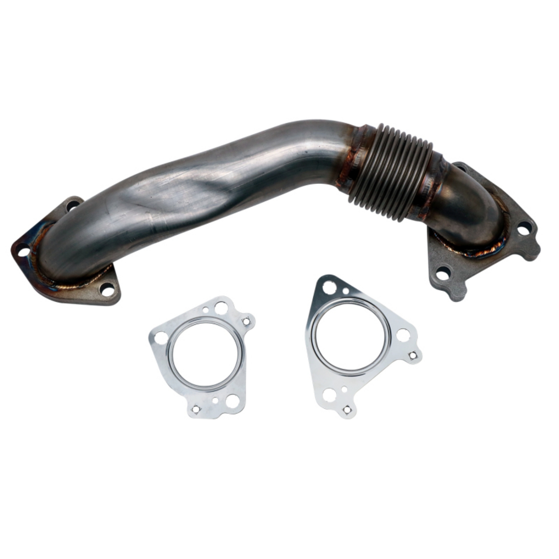 Picture of Wehrli 01-04 Chevrolet 6-6L Duramax LB7 2in Stainless Pass- Side Up Pipe w-Gaskets Single Turbo