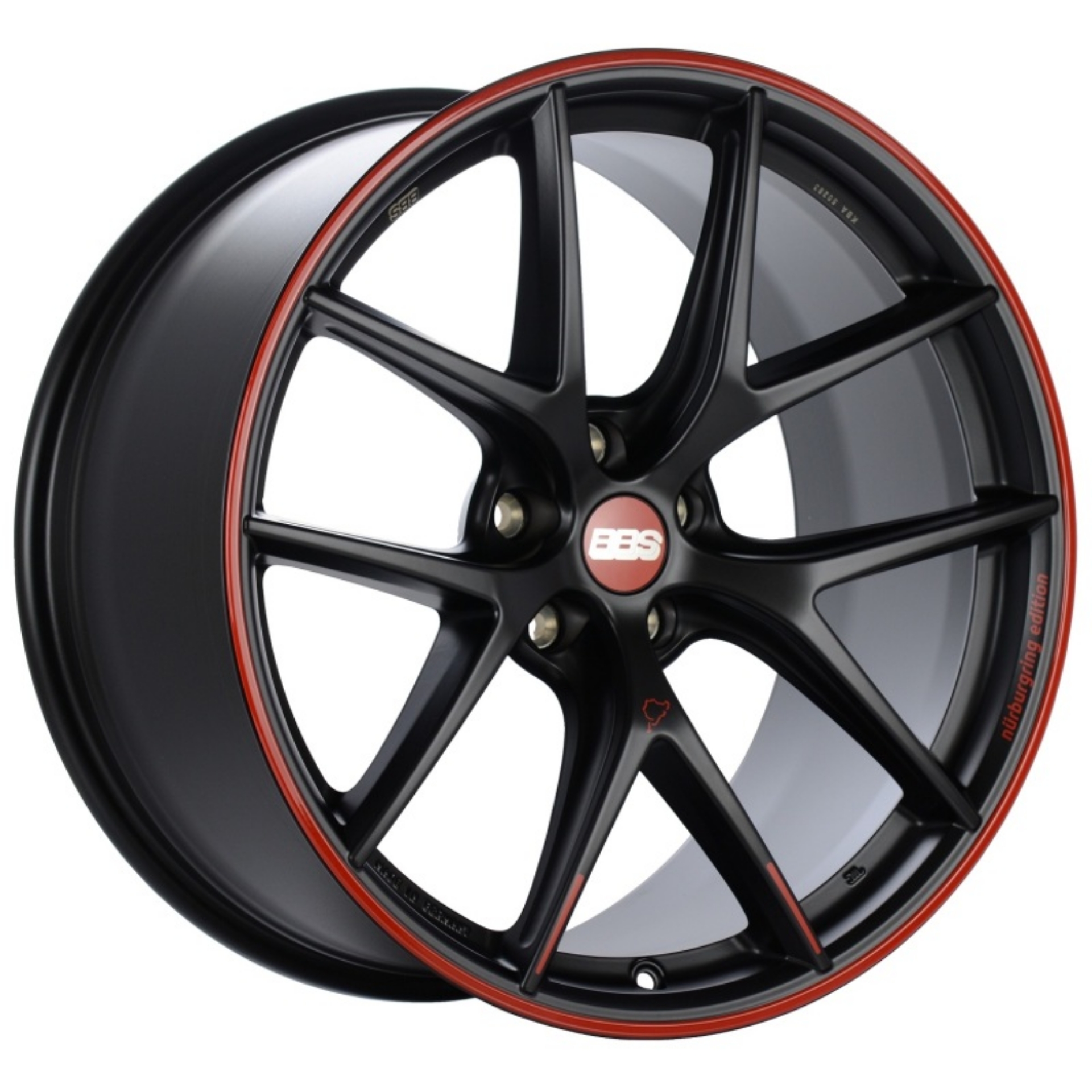 Picture of BBS CI-R Nurburgring Edition 19x8-5 5x112 ET32 Satin Black-Red Lip Wheel - 82mm PFS-Clip Req