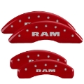 Picture of MGP 4 Caliper Covers Engraved Front & Rear 2019 Ram 1500 Red Finish Silver RAM Logo