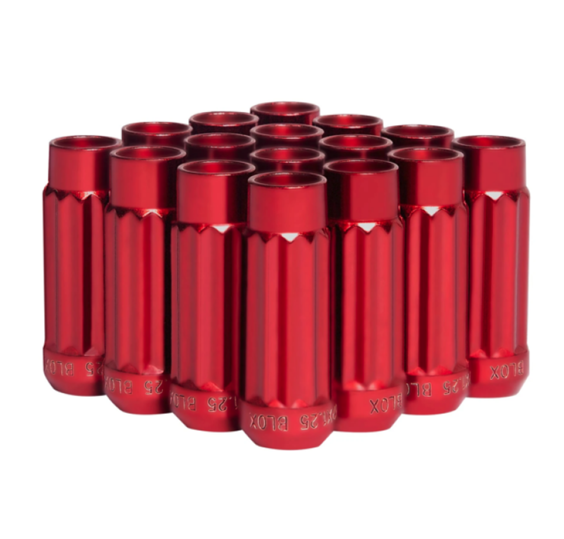 Picture of BLOX Racing 12-Sided P17 Tuner Lug Nuts 12x1-5 - Red Steel - Set of 16