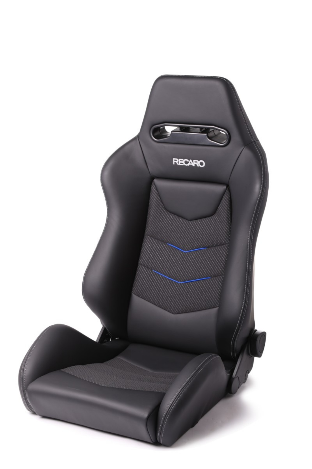 Picture of Recaro Speed V Passenger Seat - Black Leather-Blue Suede Accent