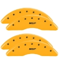 Picture of MGP 4 Caliper Covers Engraved Front & Rear 2019+ Ram 2500-3500 Yellow Finish Black MGP Logo