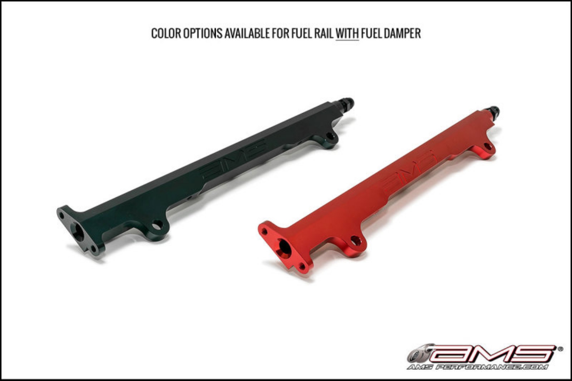 Picture of AMS Performance 08-15 Mitsubishi EVO X CNC Machined Aluminum Fuel Rail w-Pulsation Dampener - Red