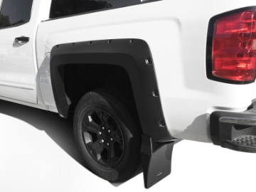 Picture of Bushwacker 14-18 Chevrolet Silverado 1500 Trail Armor Rear Mud Flaps Fits Pocket Style Flares