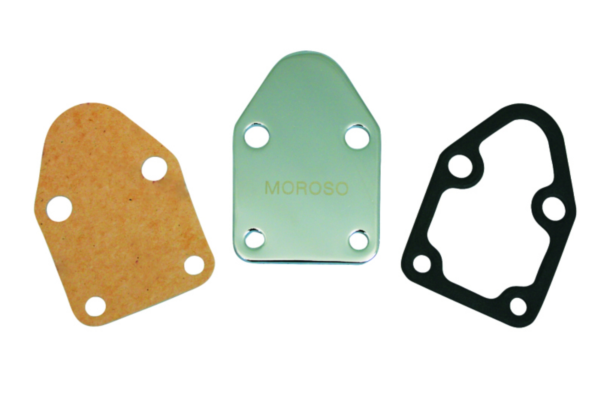 Picture of Moroso Chevrolet Small Block Fuel Pump Block-Off Plate - Chrome Plated Steel