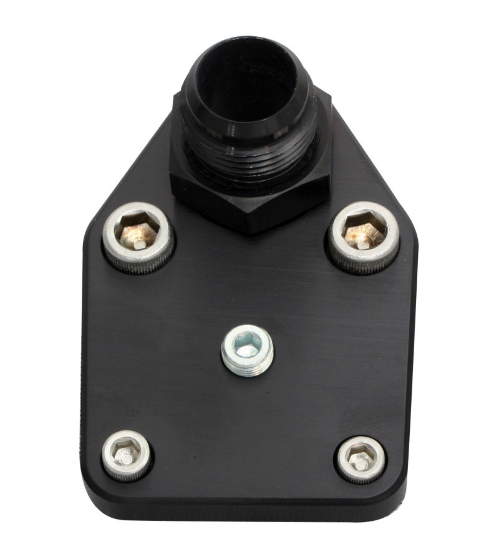 Picture of Moroso Chevrolet Small Block Fuel Pump Block-Off Plate w-Fitting - Billet Aluminum