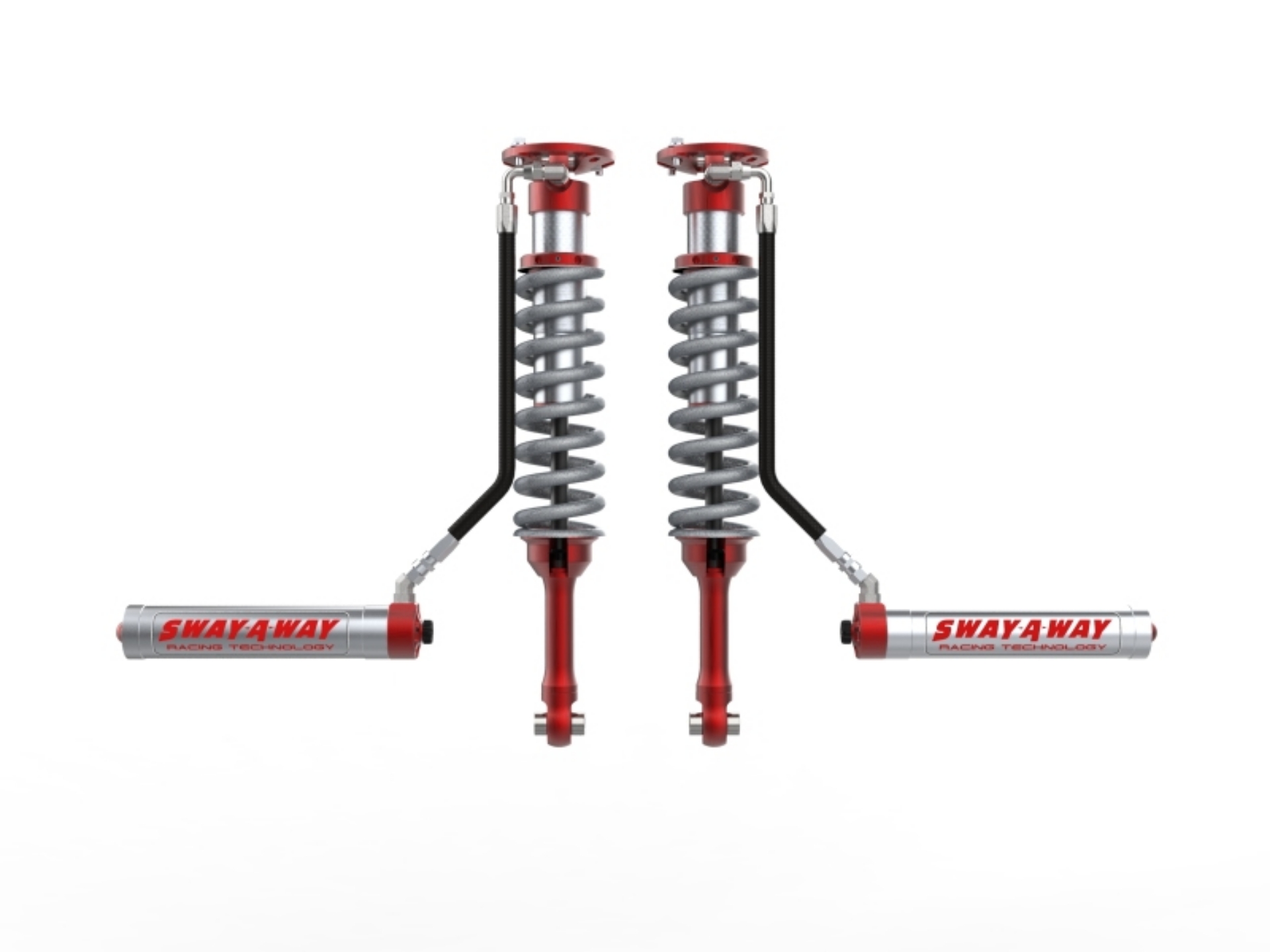 Picture of aFe Sway-A-Way 10-14 F150-Raptor 6-2L 2-5 Front Coilover Kit w- Remote Reservoirs and Compr Adjuster