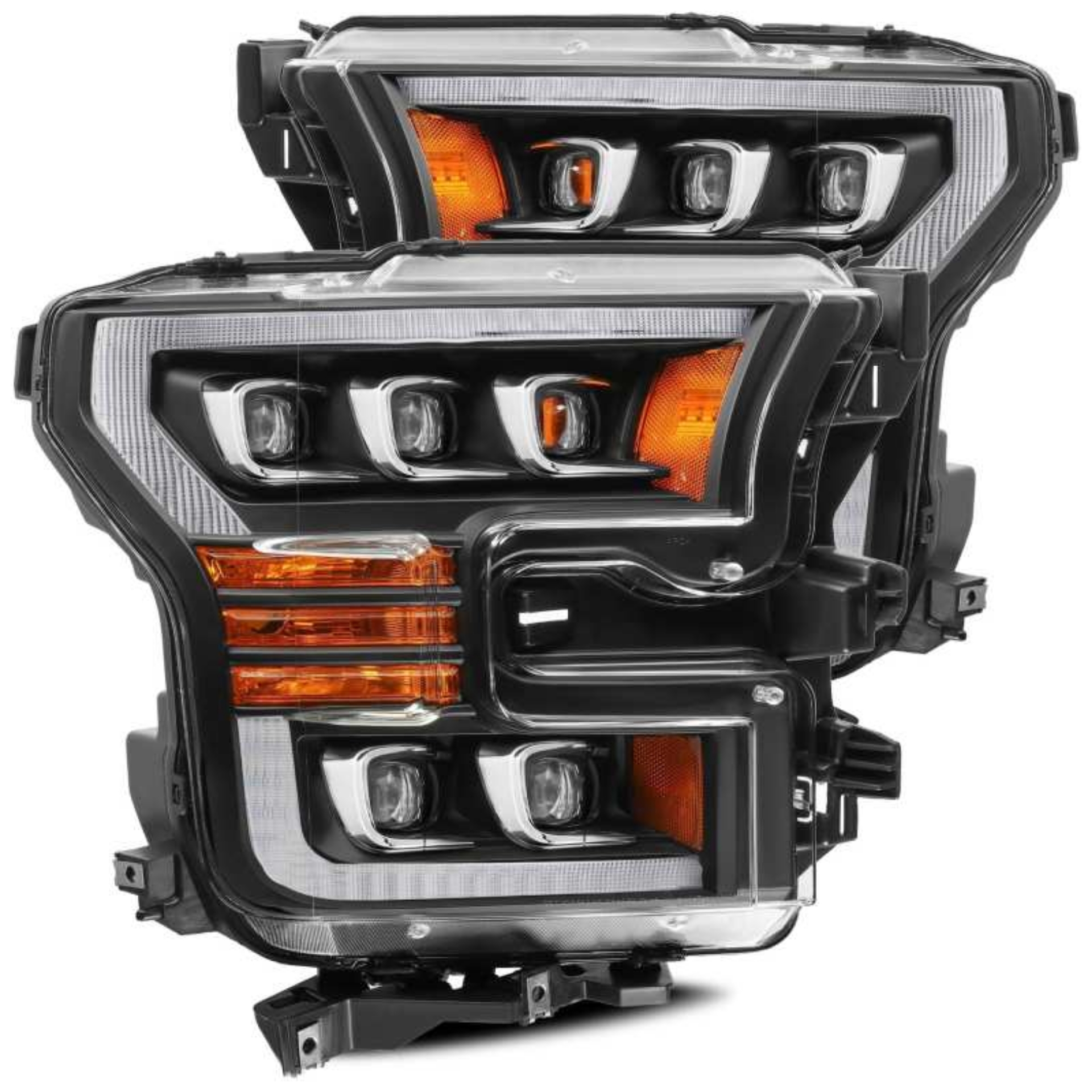 Picture of AlphaRex 17-20 Ford Raptor NOVA LED Proj Headlights Plank Style Matte Black w-Activ Light-Seq Signal