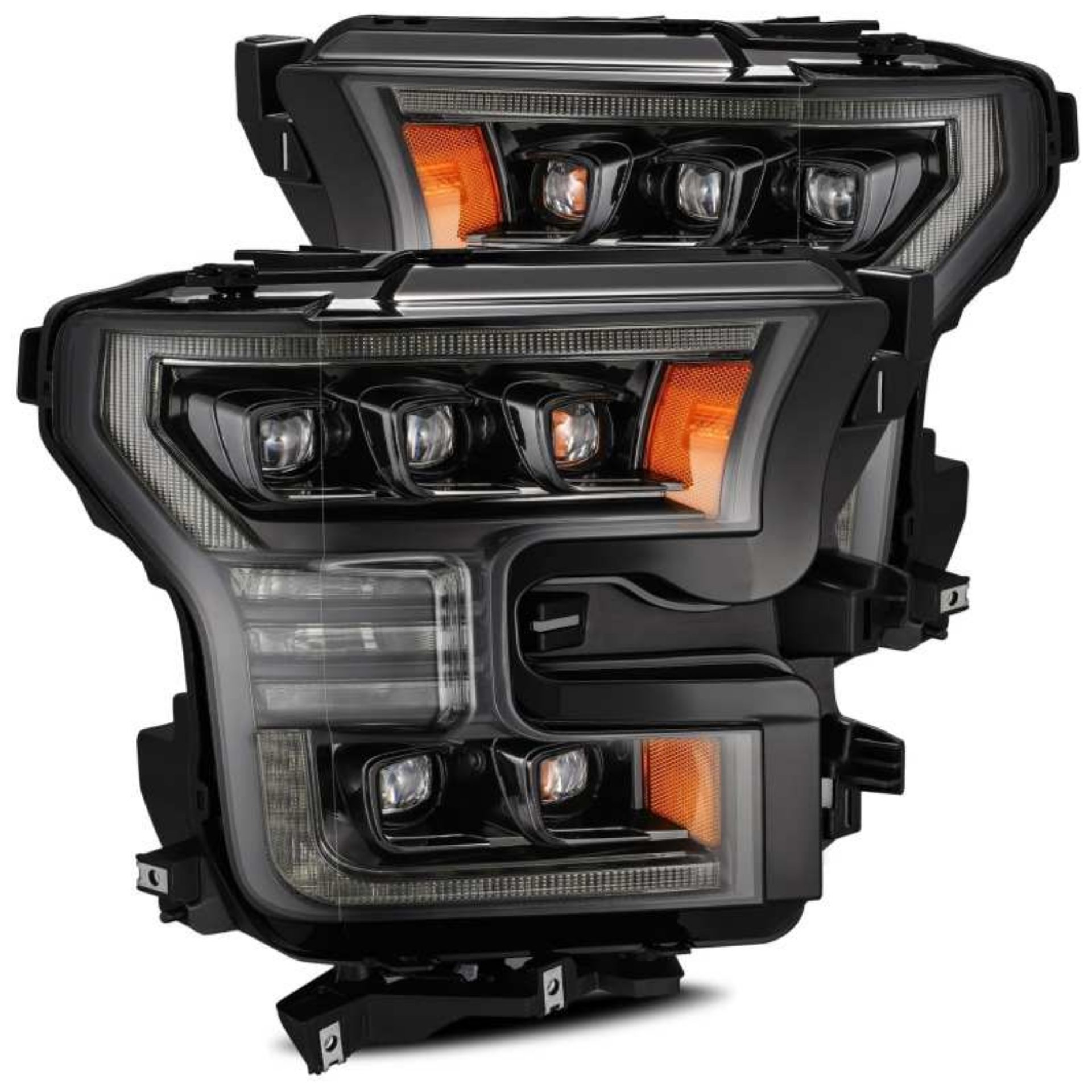 Picture of AlphaRex 17-20 Ford Raptor NOVA LED Proj Headlights Plank Style Alpha Black w-Activ Light-Seq Signal