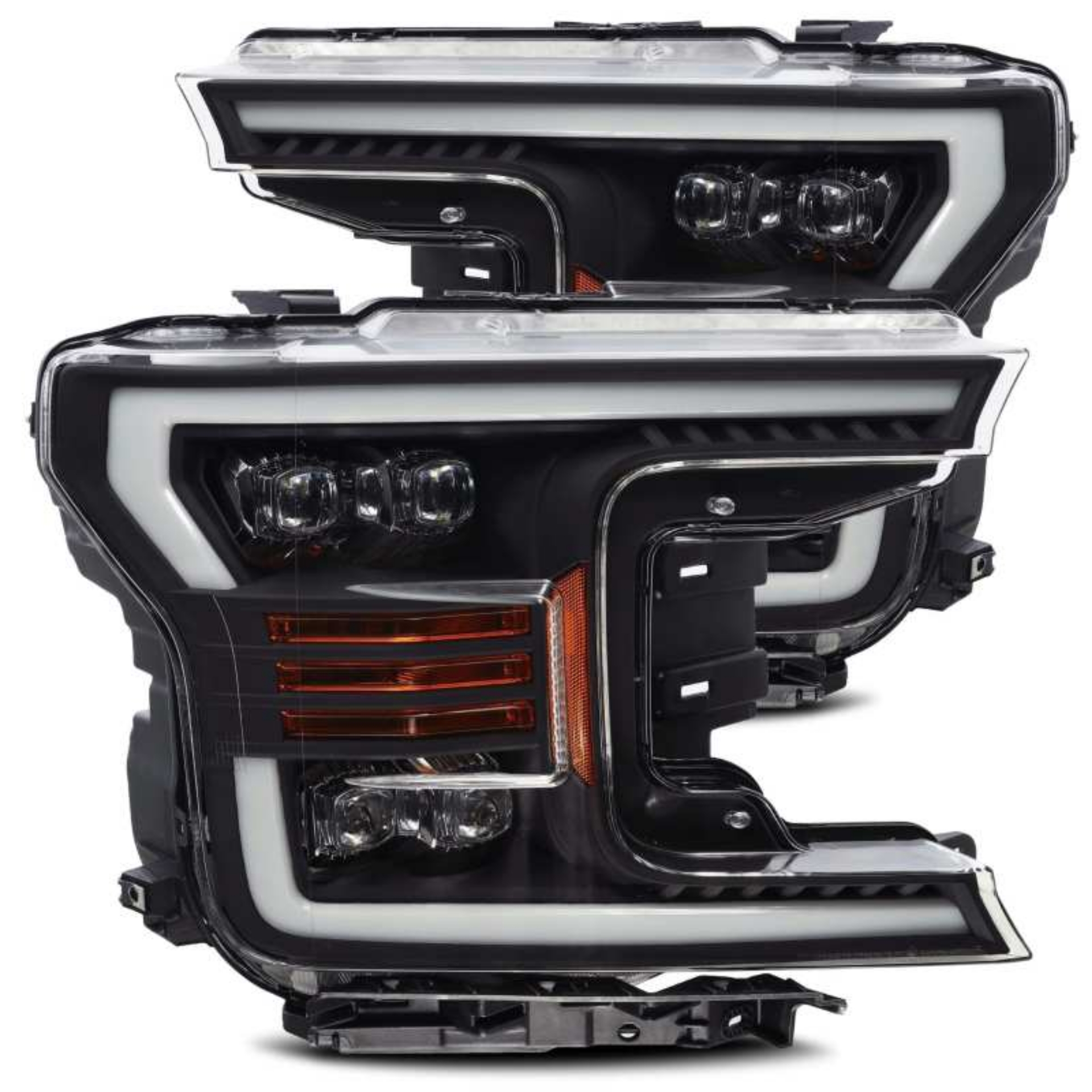 Picture of AlphaRex 18-19 Ford F-150 NOVA LED Proj Headlights Plank Style Matte Black w-Activ Light-Seq Signal