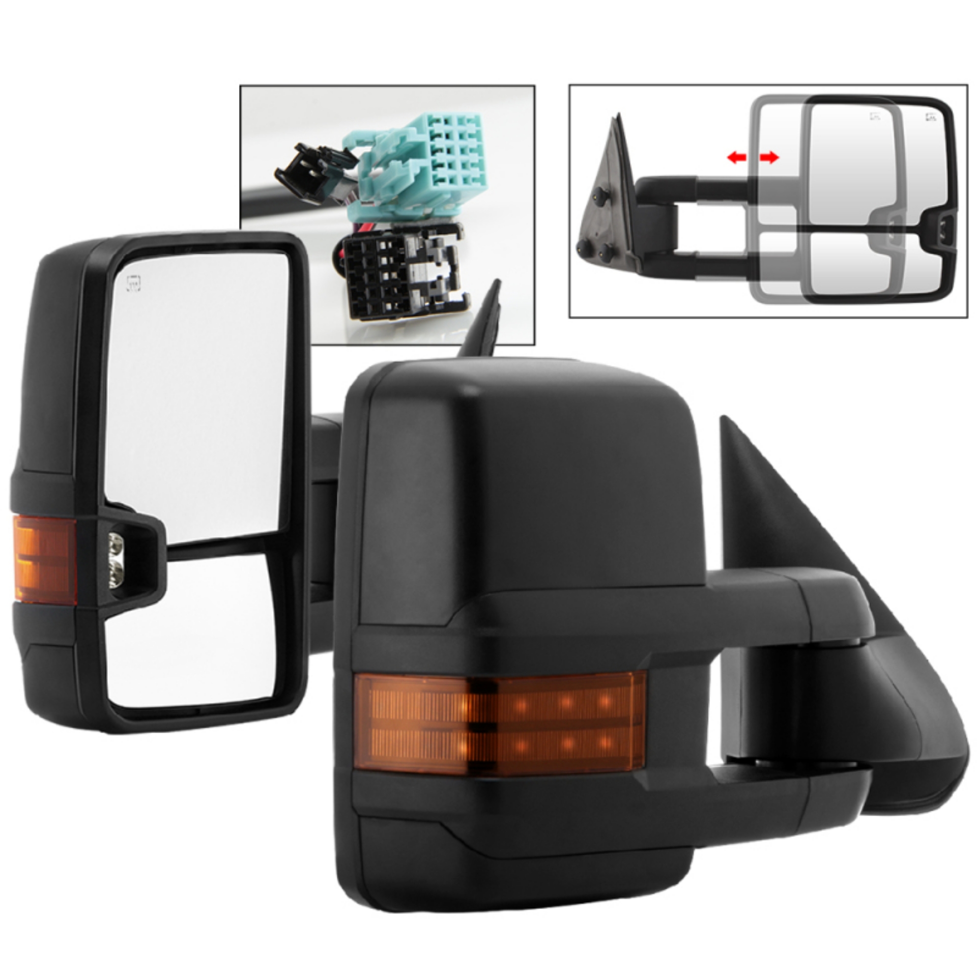 Picture of xTune Chevy Silverado 03-06 G2 Heated Amber LED Signal Telescoping Mirrors MIR-CS03S-G2-PWH-AM-SET