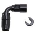 Picture of Russell Performance 5-16in SAE Quick Disc Female to -6 Hose Black 90 Degree Hose End