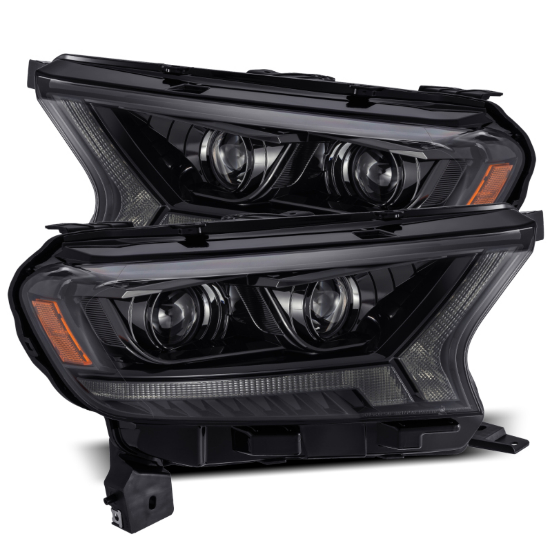 Picture of AlphaRex 19-21 Ford Ranger LUXX LED Proj Headlights Plank Style Alpha Black w-Seq Signal-DRL