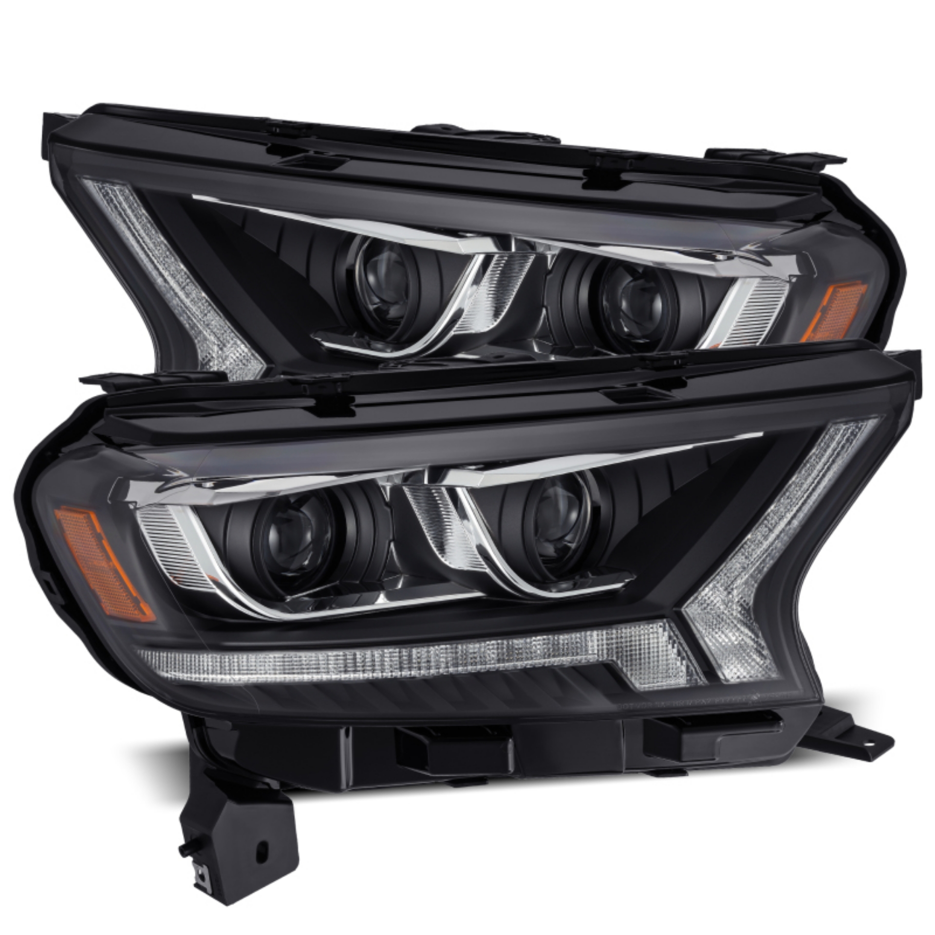 Picture of AlphaRex 19-21 Ford Ranger LUXX LED Proj Headlights Plank Style Black w-Seq Signal-DRL