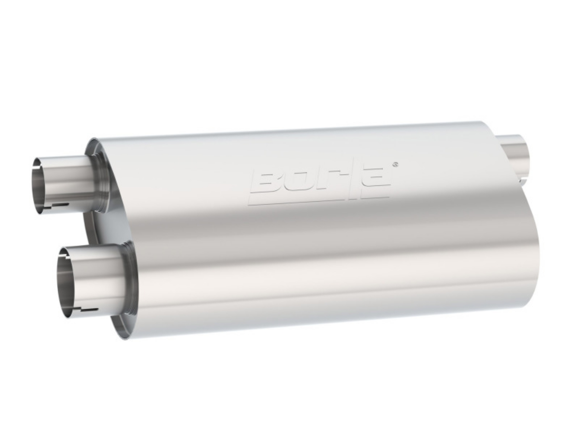 Picture of Borla Universal Pro-XS Muffler Oval 3in Inlet- 2-5in Dual Outlet Transverse Flow Notched Muffler