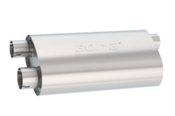 Picture of Borla Universal Pro-XS Muffler Oval 3in Inlet- 2-5in Dual Outlet Transverse Flow Notched Muffler