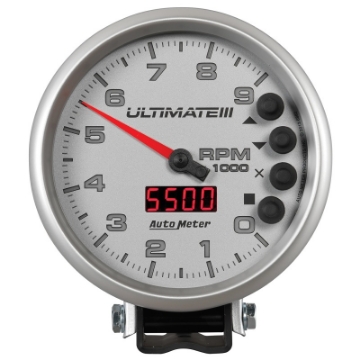 Picture of Autometer 5 inch Ultimate III Playback Tachometer 9000 RPM - Silver