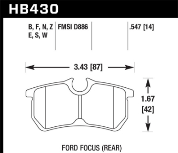 Picture of Hawk 00-07 Ford Focus DTC30 Rear Race Brake Pads