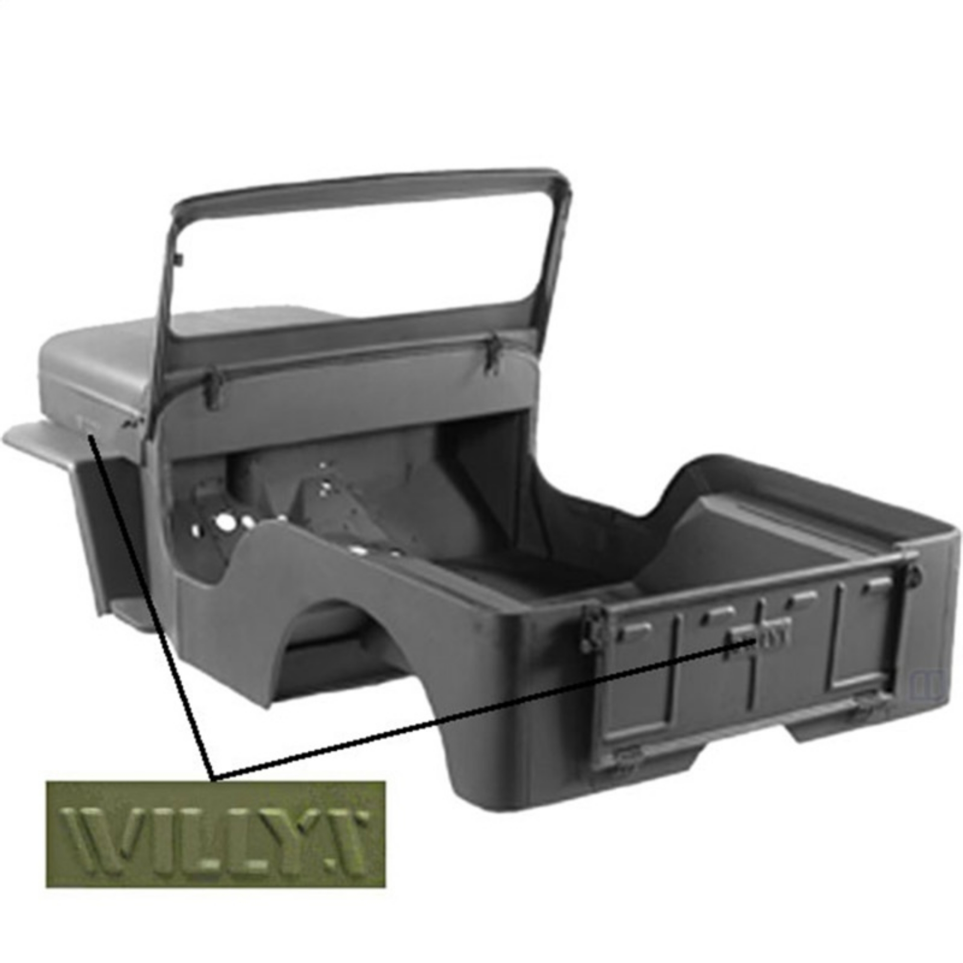 Picture of Omix Body Tub Kit with Willys Script 53-68 Willys CJ3B