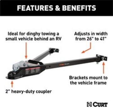 Picture of RockJock Curt Tow Bar with Adjustable Width Arms Car Mount 2in Ball 5000lbs