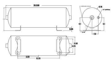 Picture of Ridetech Air Tank 2 Gallon Aluminum w- 2- 1-4in Ports and 1- 1-8in Port